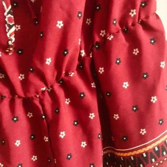 Charlotte Russe Paisley print off or on shoulder long sleeve Jumpsuit Romper - Picture 7 of 14